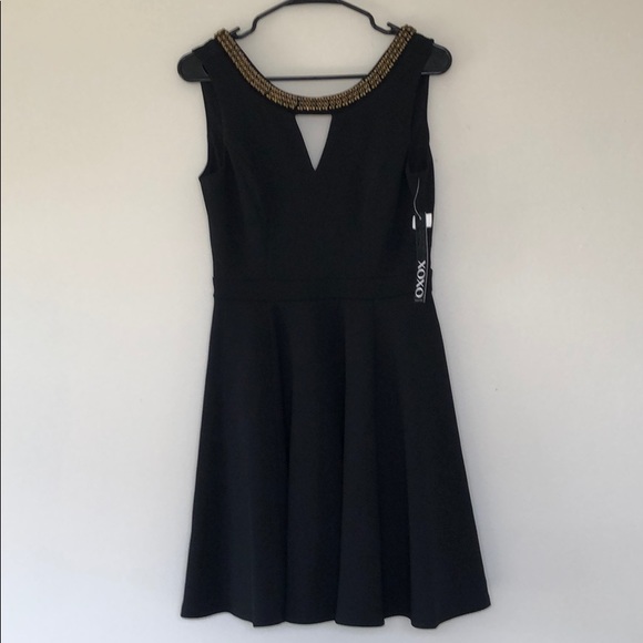 Beaded Keyhole Open Back Swing Dress - Picture 3 of 7